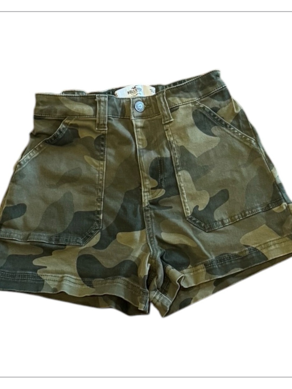 Hollister Olive Camo Ultra High-Rise Jean Shorts XS